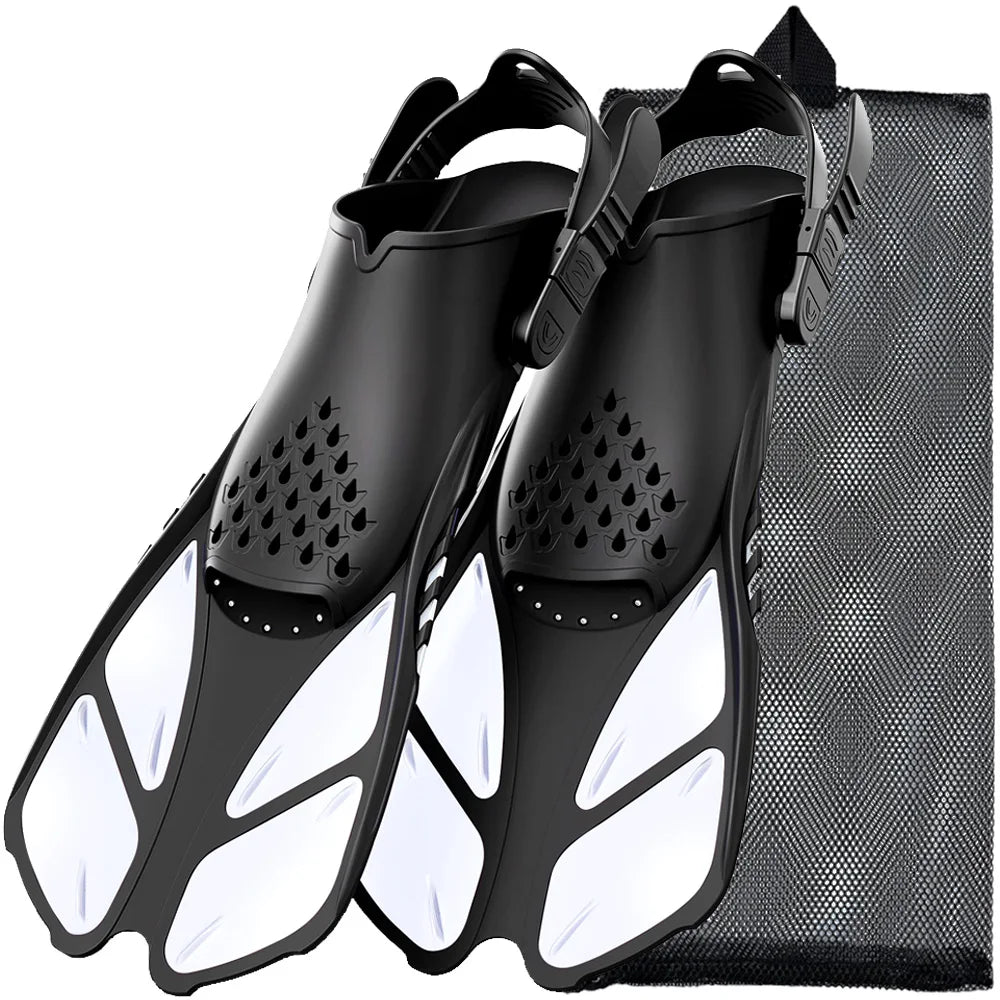 Adjustable Snorkel Fins – Short Silicone Open Heel Flippers