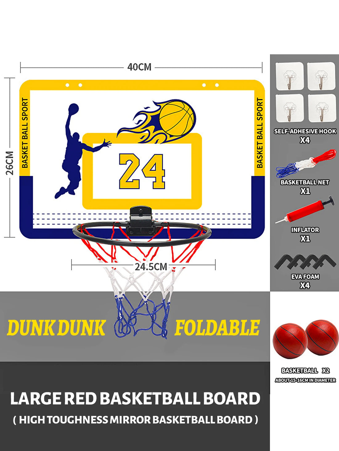 KidHoop – Foldable Wall-Mounted Basketball Set