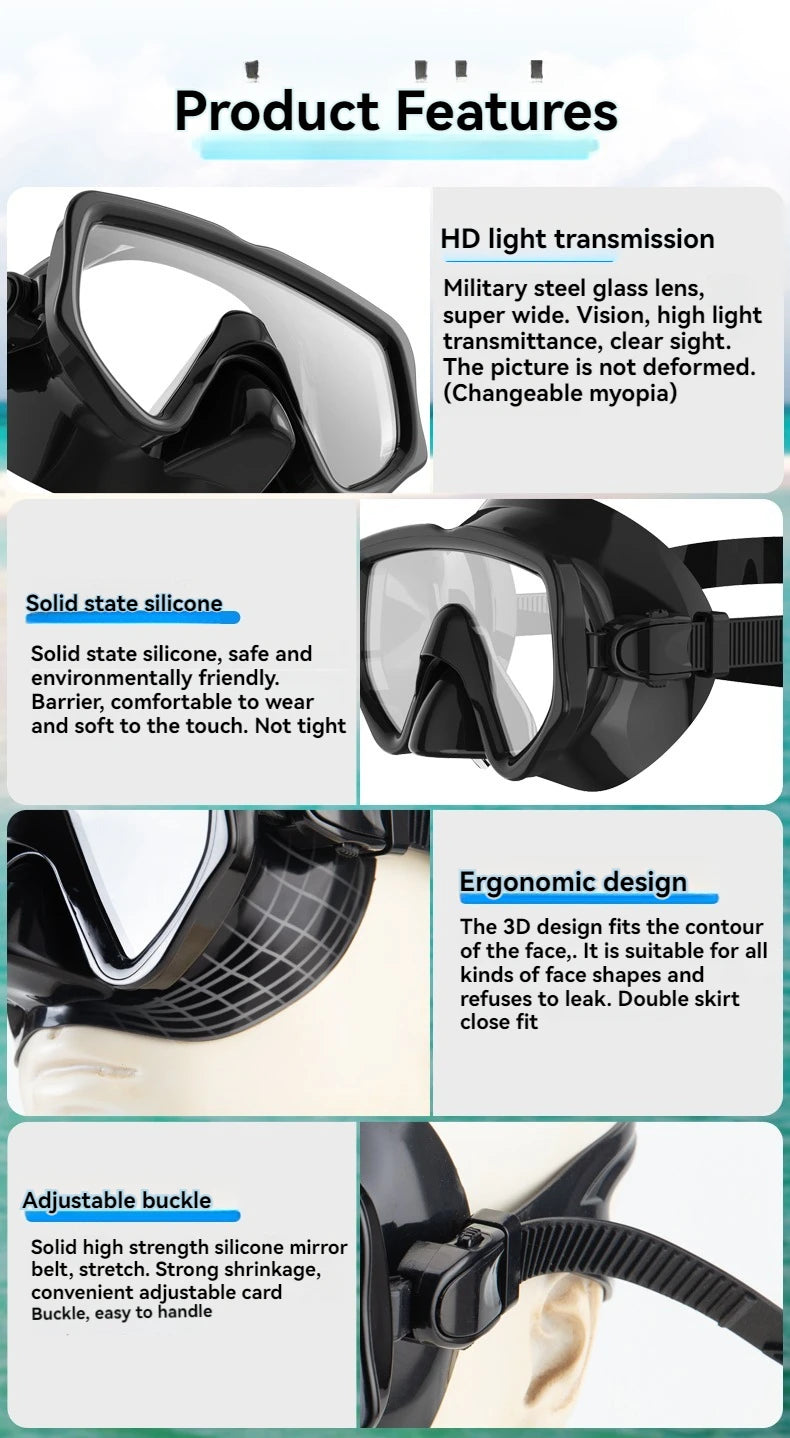 Adult Diving Mask & Snorkel Set – Panoramic Scuba Gear