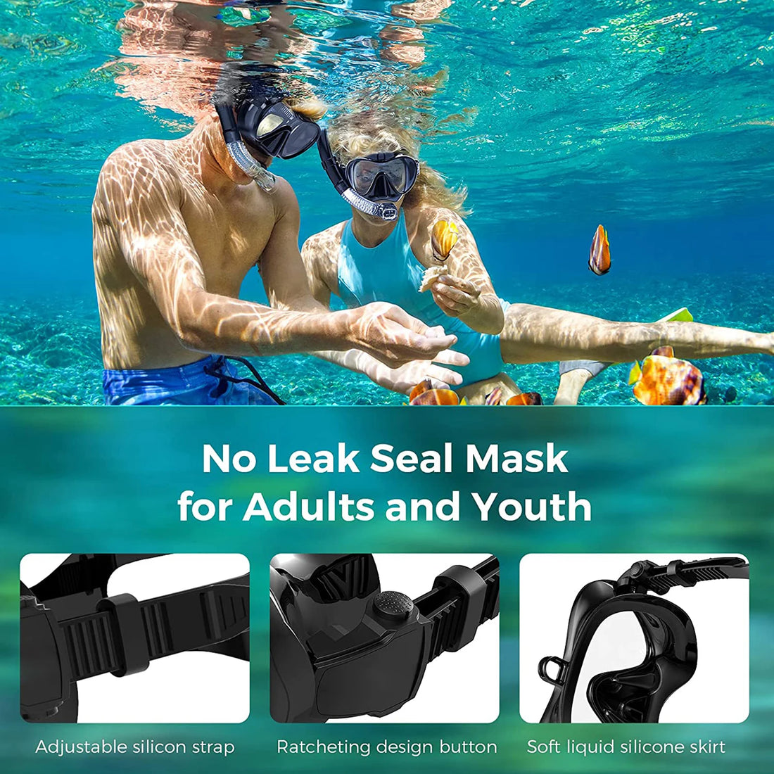 Wet GoPro Mount Freedive Mask – Low Volume Snorkel Set