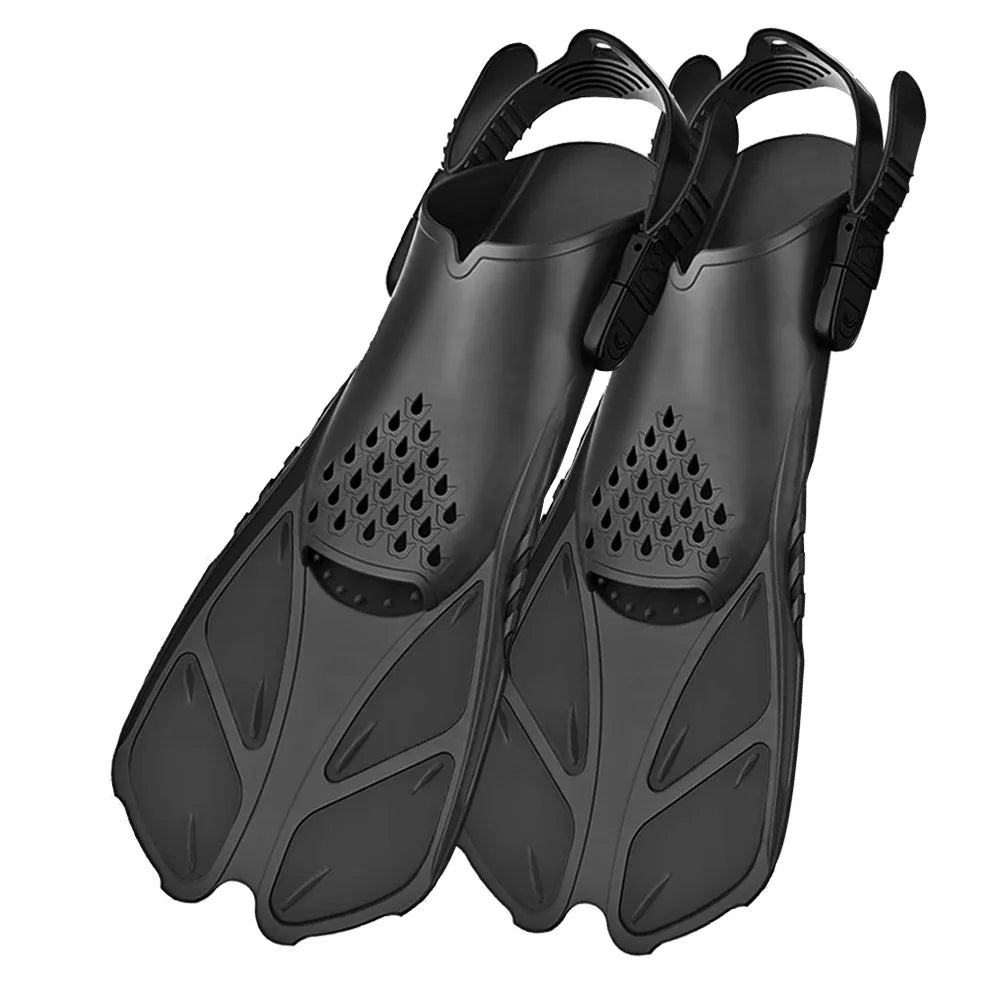 Adjustable Snorkel Fins – Short Silicone Open Heel Flippers