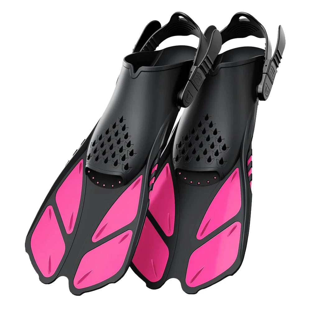 Adjustable Snorkel Fins – Short Silicone Open Heel Flippers