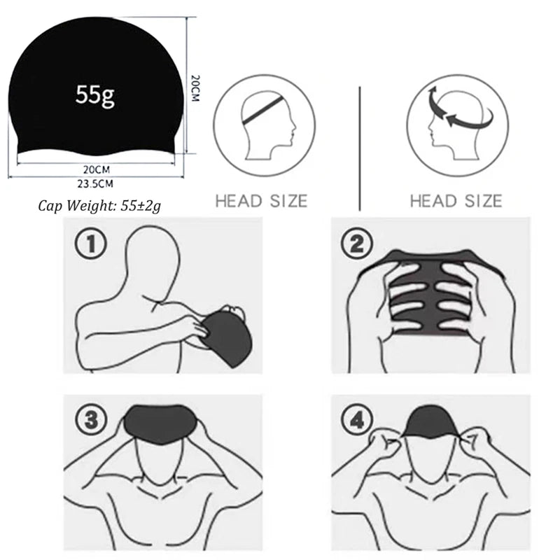 Silicone Swimming Cap – Waterproof Long Hair Swim Hat