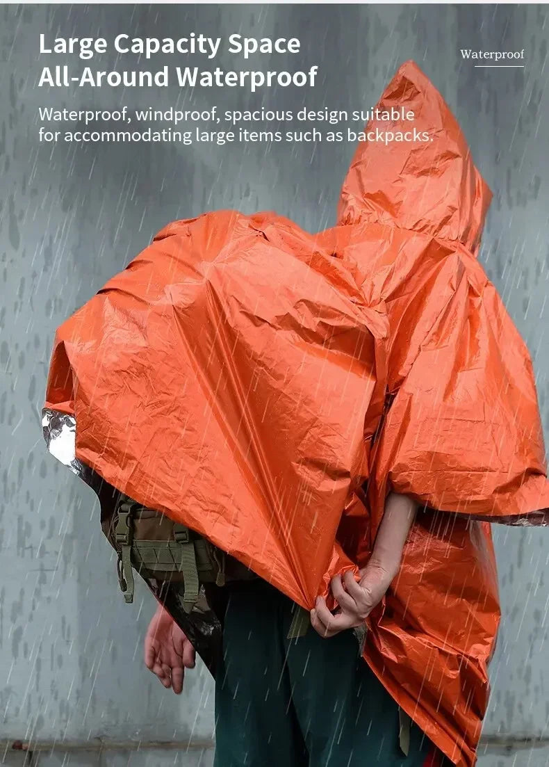Emergency Waterproof Rain Poncho – Survival & Camping Gear