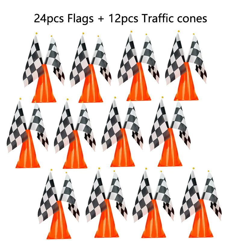 RaceSet – Traffic Cones & Racing Flags Party Decoration Set