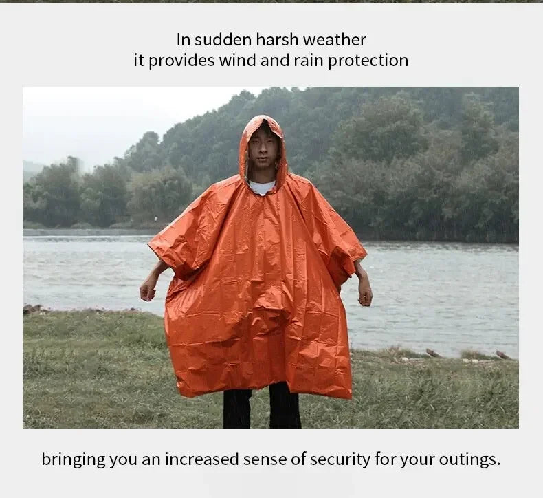 Emergency Waterproof Rain Poncho – Survival & Camping Gear