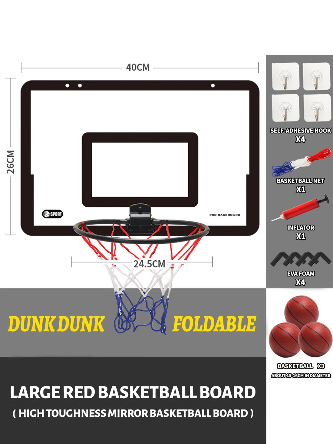 KidHoop – Foldable Wall-Mounted Basketball Set