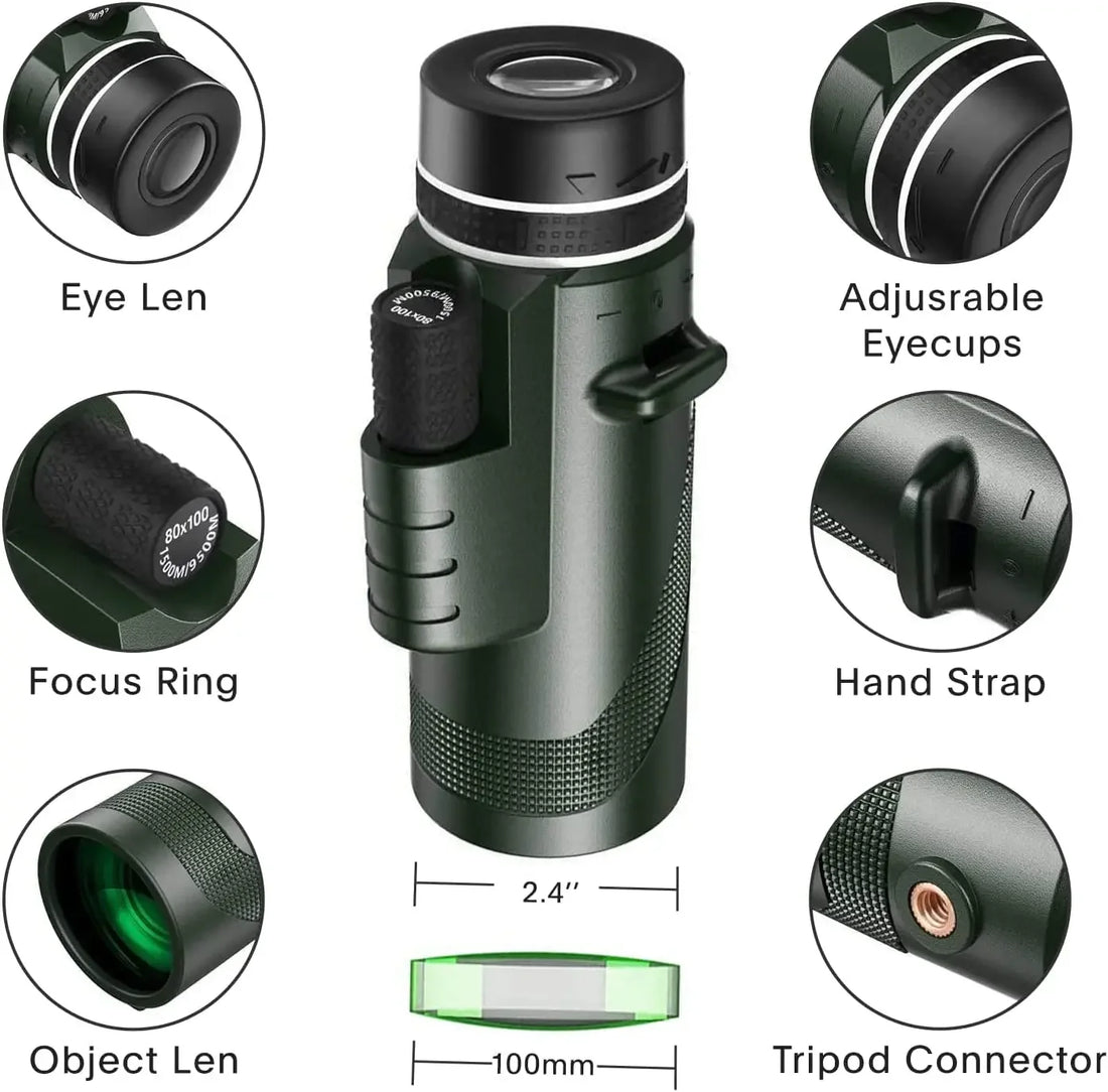80×100 HD Powerful Monocular Telescope