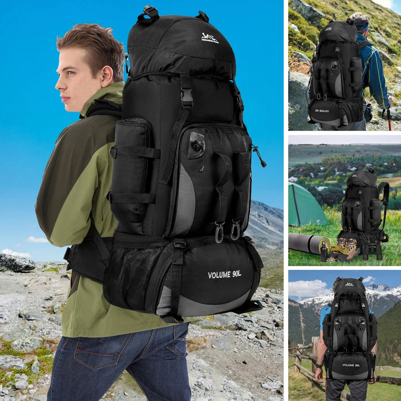 TrailMaster – 90L Waterproof Hiking & Camping Backpack