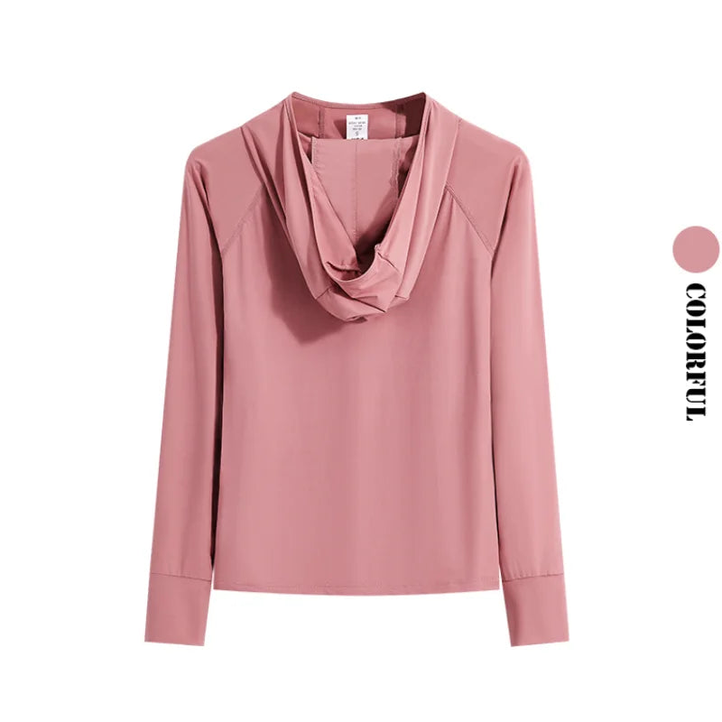 DRUR Women’s Long Sleeve Yoga Hoodie – Quick Dry Workout Top