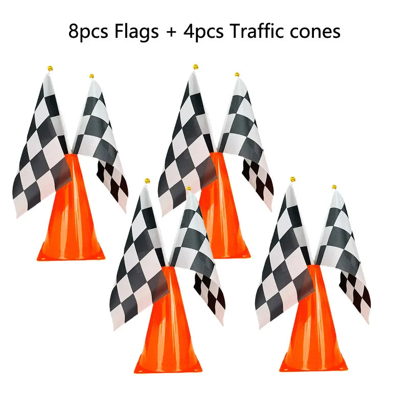 RaceSet – Traffic Cones & Racing Flags Party Decoration Set