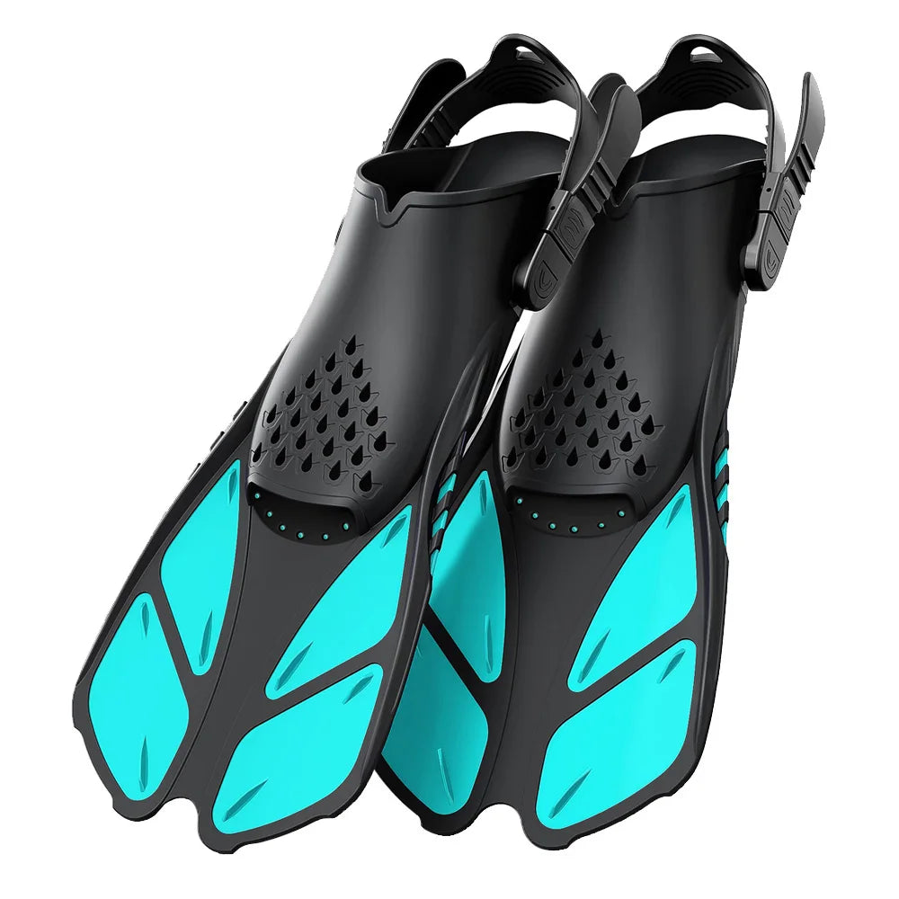 Adjustable Snorkel Fins – Short Silicone Open Heel Flippers