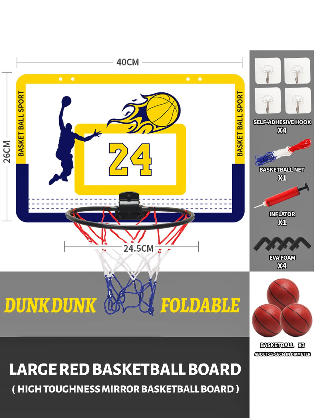 KidHoop – Foldable Wall-Mounted Basketball Set