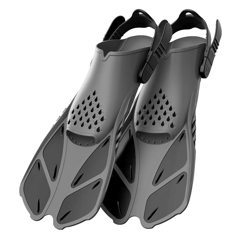 Adjustable Snorkel Fins – Short Silicone Open Heel Flippers