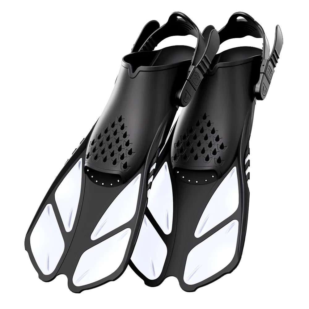 Adjustable Snorkel Fins – Short Silicone Open Heel Flippers