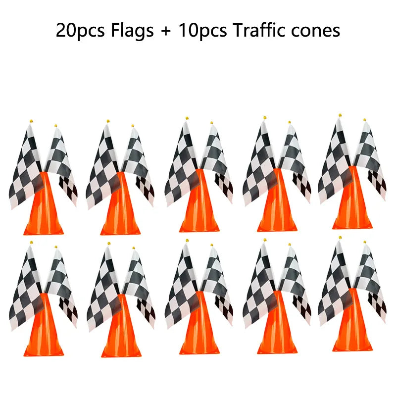RaceSet – Traffic Cones & Racing Flags Party Decoration Set