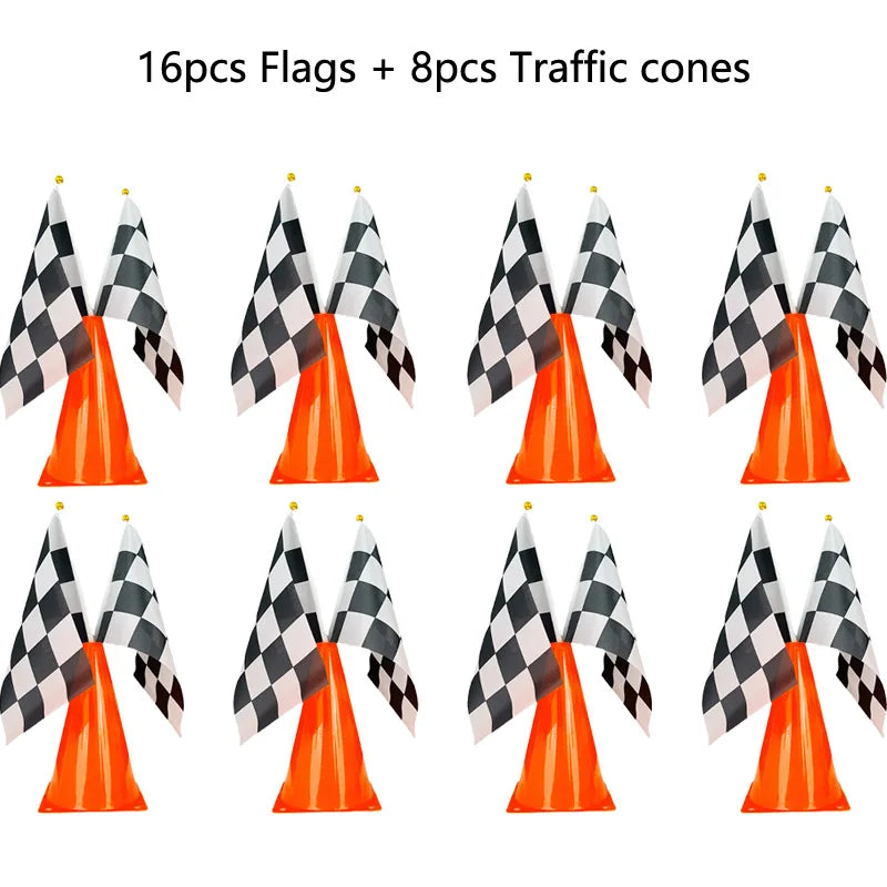 RaceSet – Traffic Cones & Racing Flags Party Decoration Set