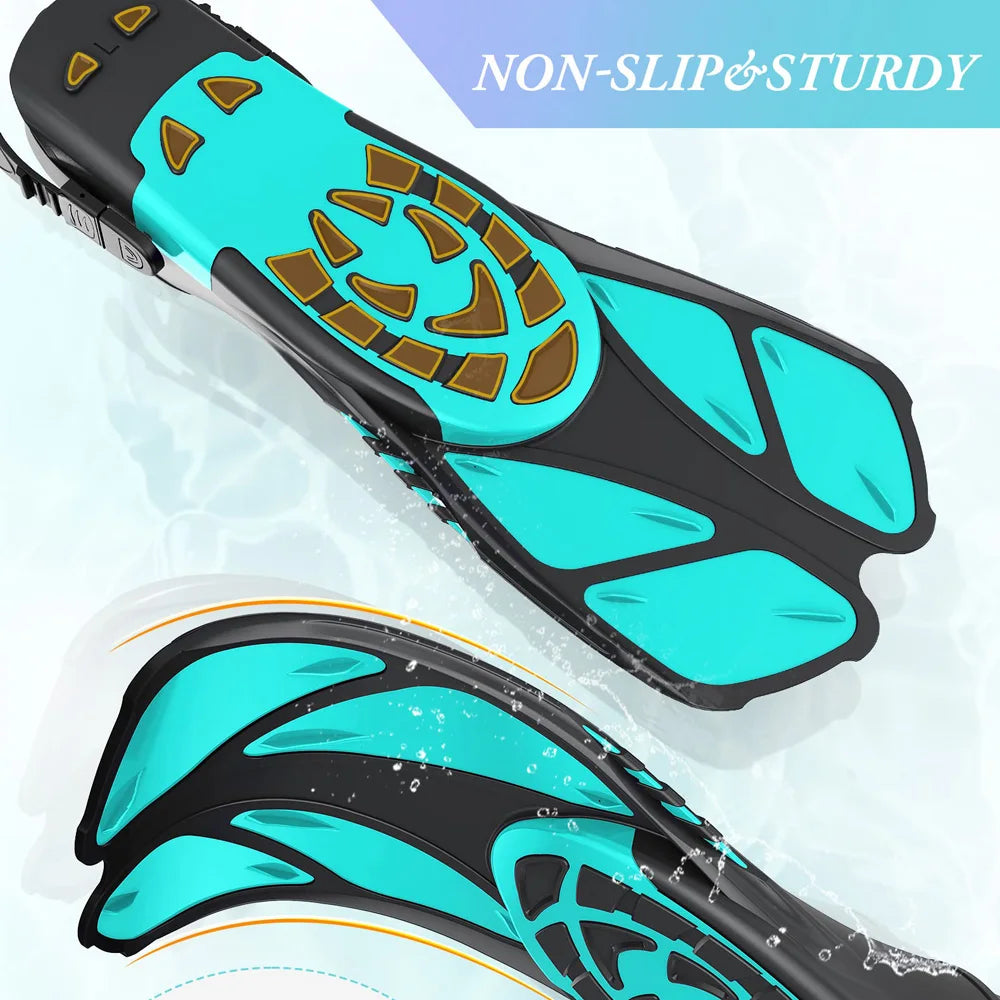 Adjustable Snorkel Fins – Short Silicone Open Heel Flippers
