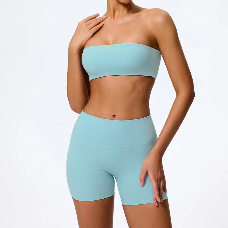Women’s 2-Piece Fitness Yoga Set – Strapless Gym Outfit