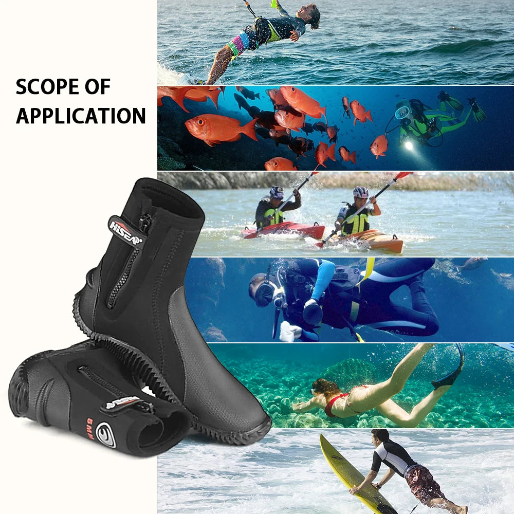 5mm Neoprene Dive Boots – Side Zipper Wetsuit Shoes