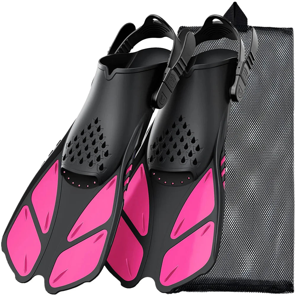 Adjustable Snorkel Fins – Short Silicone Open Heel Flippers