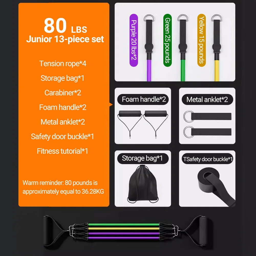 10–14pcs Resistance Bands Set – Pull Rope Muscle Training