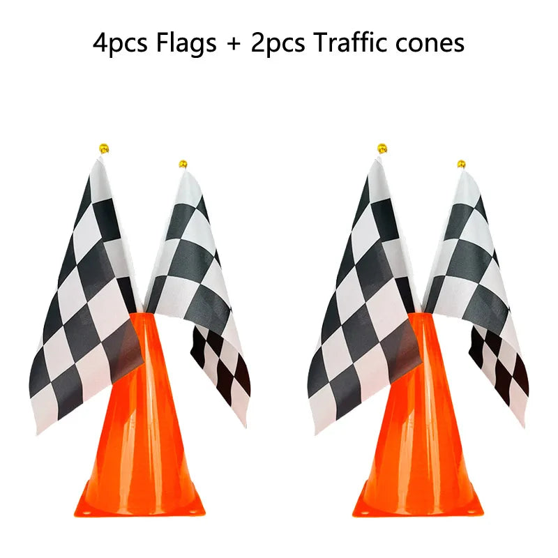 RaceSet – Traffic Cones & Racing Flags Party Decoration Set
