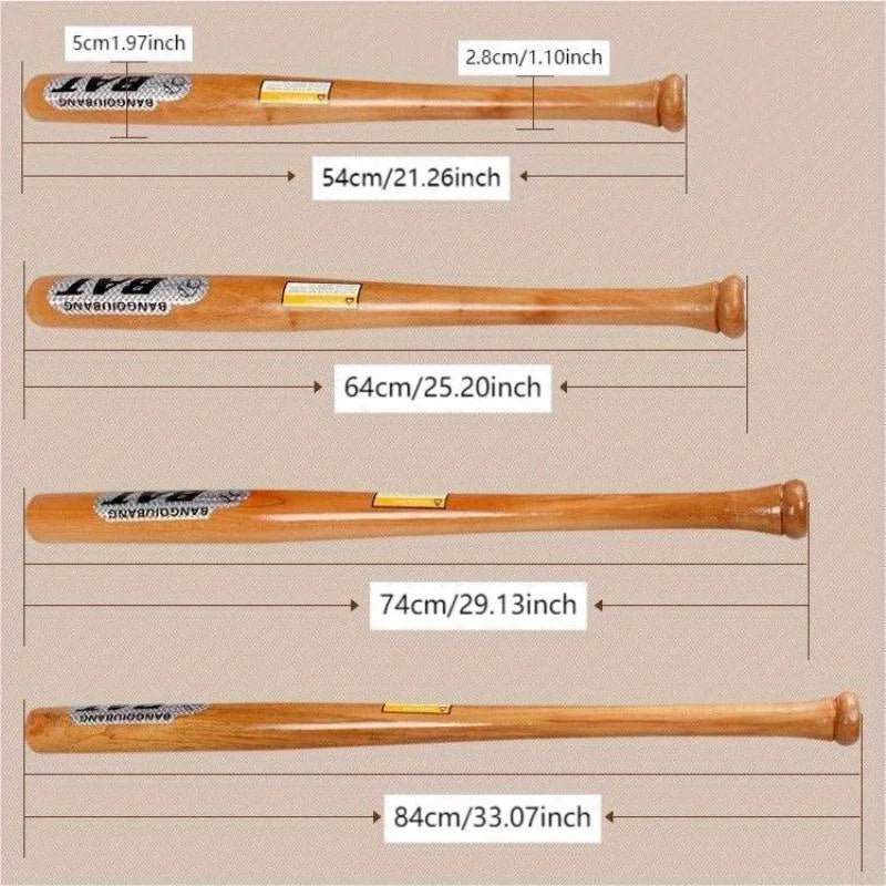 PowerWood – Solid Ash & Locust Baseball Bat (54–84cm)