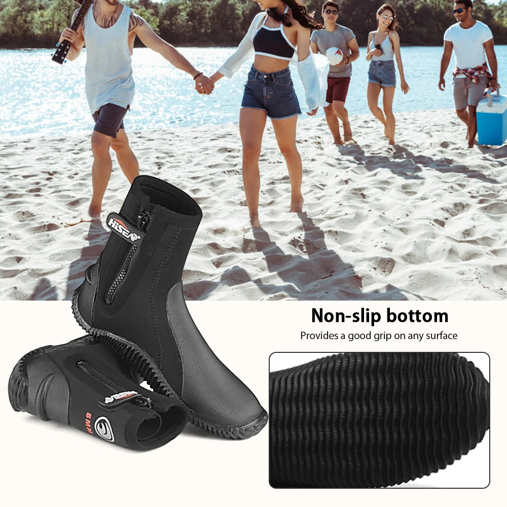 5mm Neoprene Dive Boots – Side Zipper Wetsuit Shoes