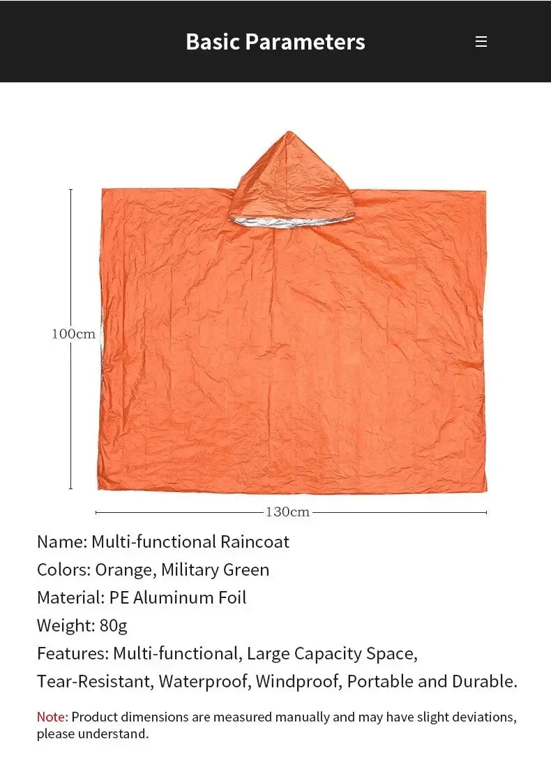 Emergency Waterproof Rain Poncho – Survival & Camping Gear