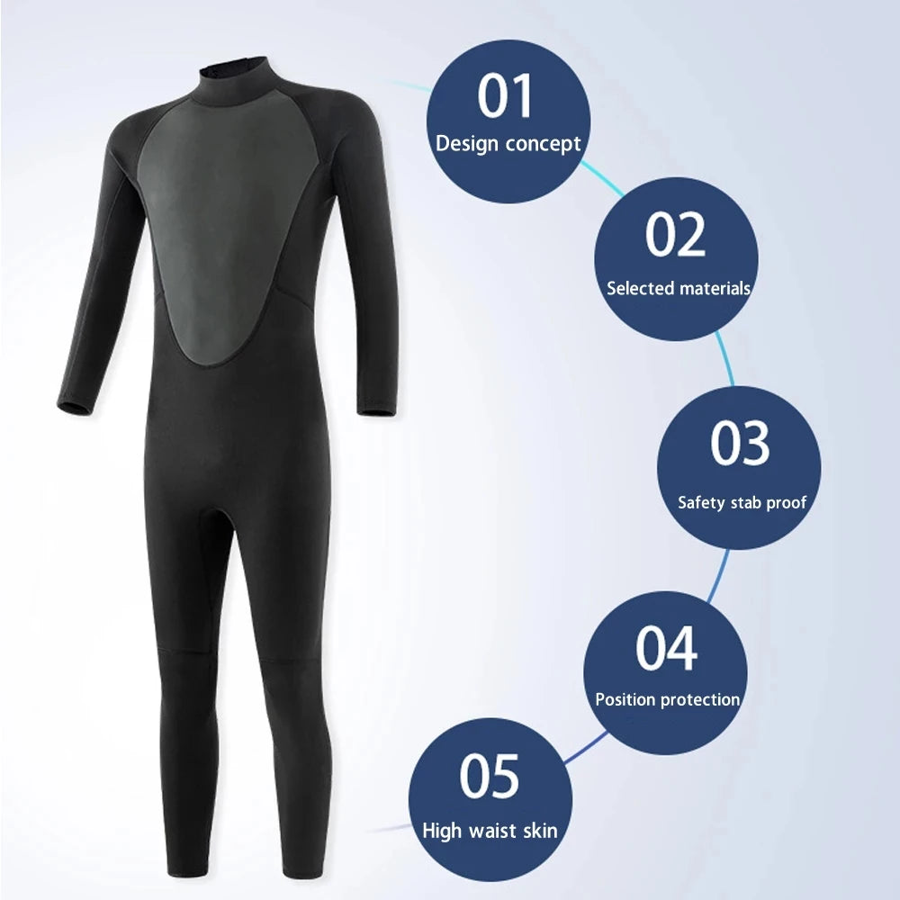 3mm/2mm Neoprene Wetsuit – Full Body Thermal Dive & Surf