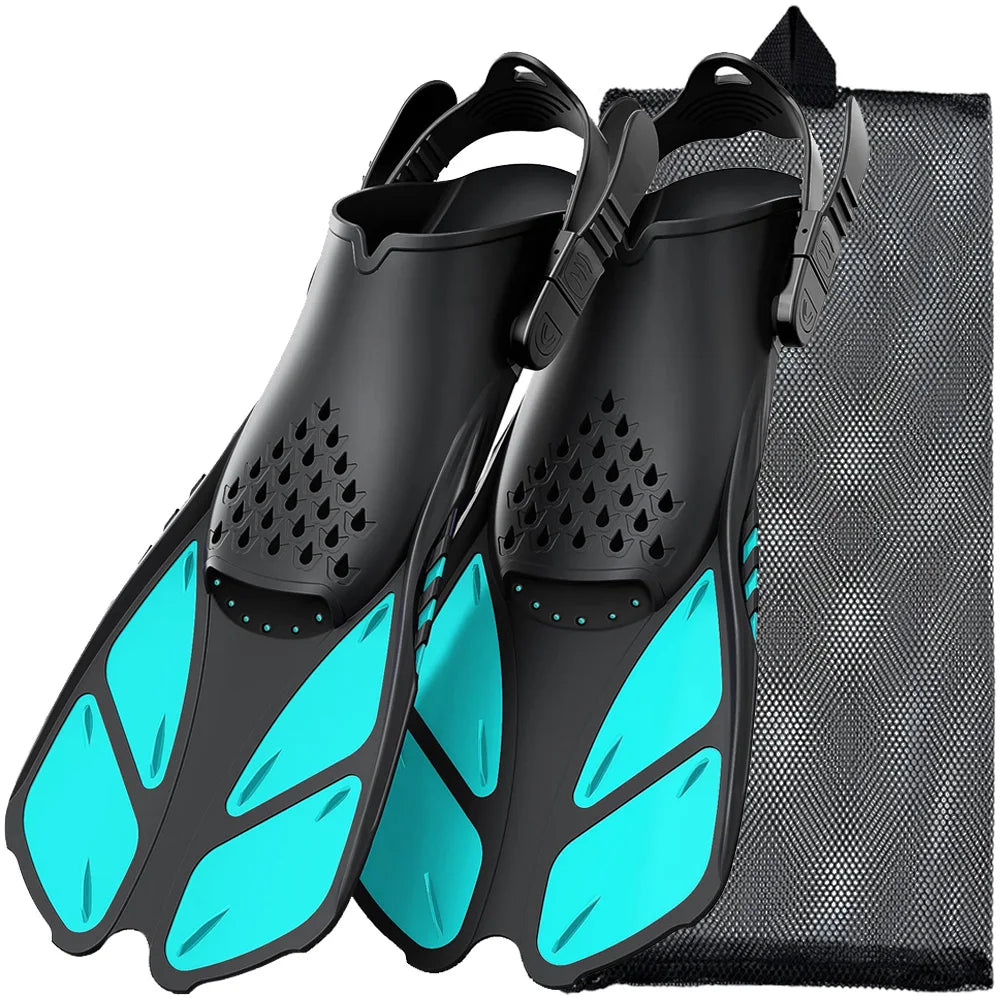 Adjustable Snorkel Fins – Short Silicone Open Heel Flippers