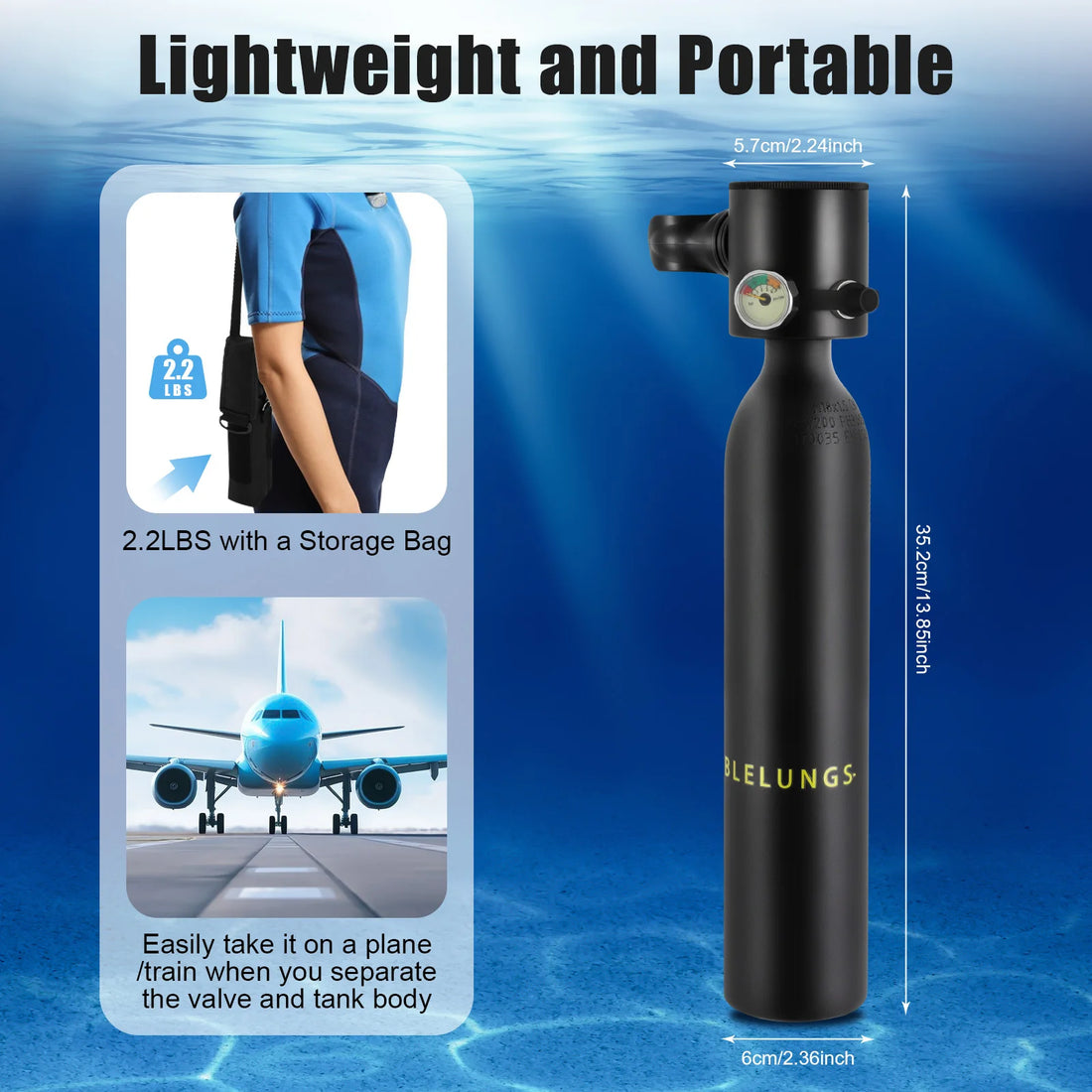 0.5L Mini Diving Oxygen Cylinder – Portable Scuba Tank