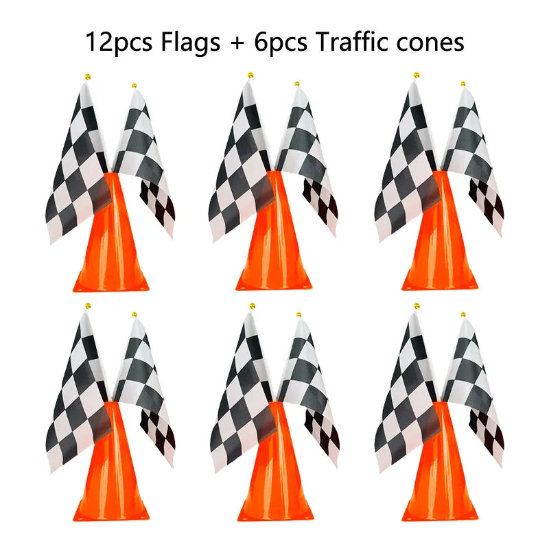 RaceSet – Traffic Cones & Racing Flags Party Decoration Set