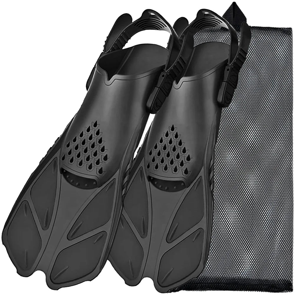 Adjustable Snorkel Fins – Short Silicone Open Heel Flippers